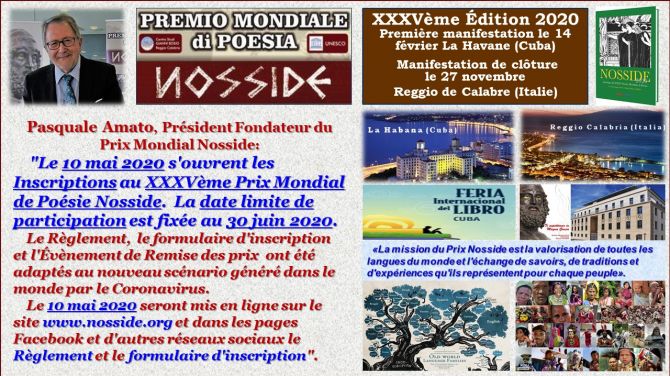 Le 10 mai 2020 s'ouvrent les Inscriptions au XXXVème Prix Mondial de Poésie Nosside